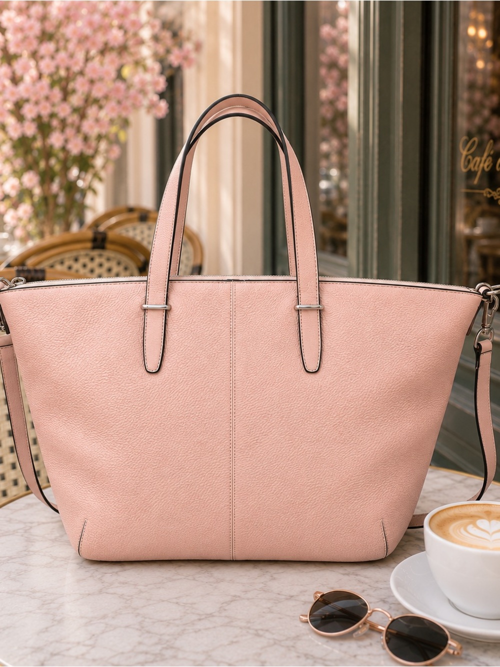 COACH Bleecker Cooper Satchel Soft Milled Leather Peach Rose